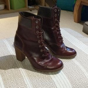 Leather Burgundy Timberland Heels